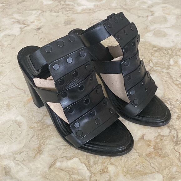 Rag & Bone Deane Leather T-Strap Sandals Stacked Heel - Picture 4 of 16